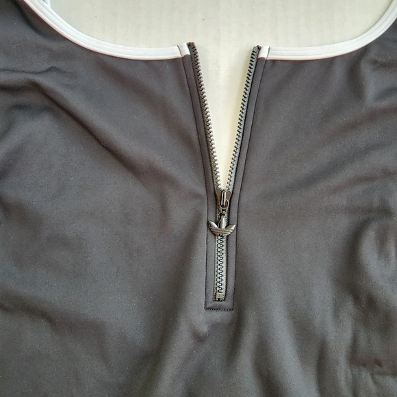 NWT Adidas Original Black White Adicolor Three Stripe Zip Up one Piece Swimsuit - Picture 4 of 8